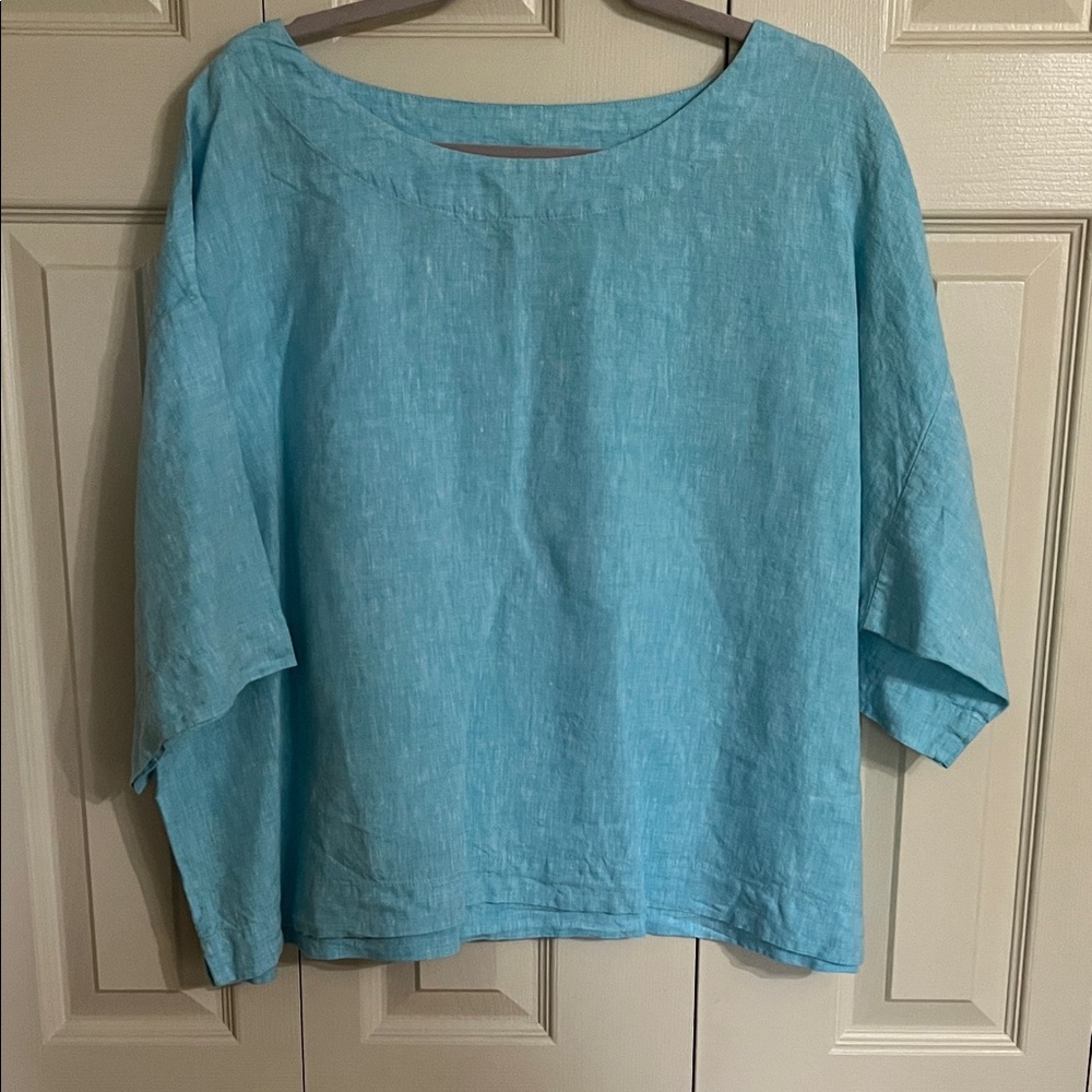 J. Jill Turquoise Linen Boatneck Tunic